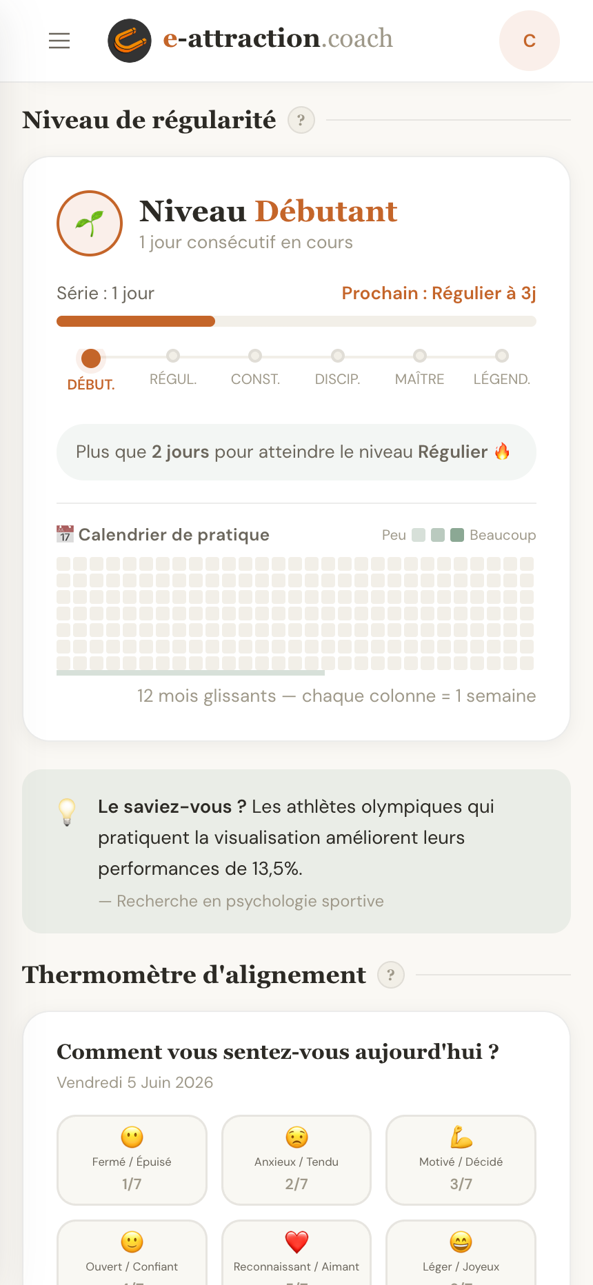 Calendrier de pratique